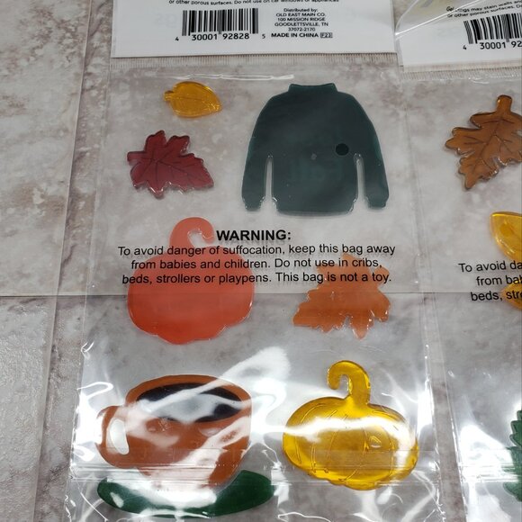 Autumn Decals Fall Gel Perfect Harvest Small Thanksgiving Window Clings 5 Packs - Picture 7 of 12